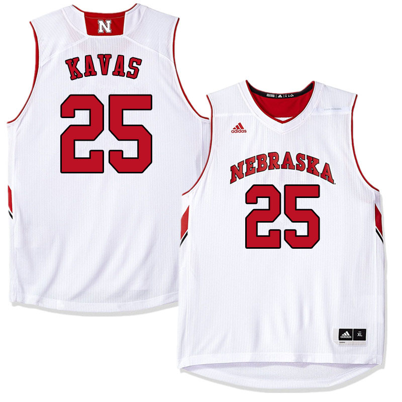 Men #25 Matej Kavas Nebraska Cornhuskers College Basketball Jerseys Sale-White
